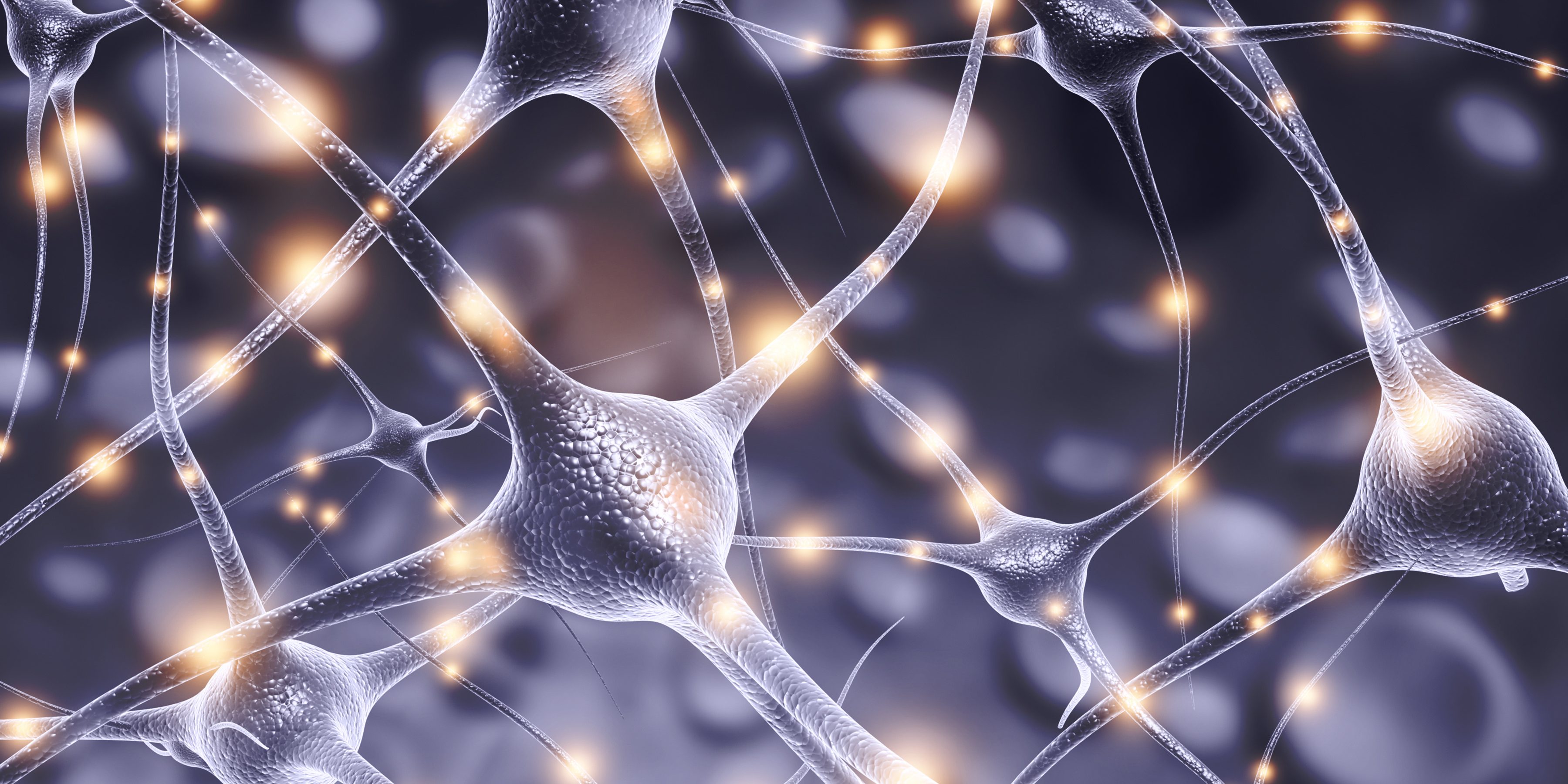 Neuron cells on abstract blue background